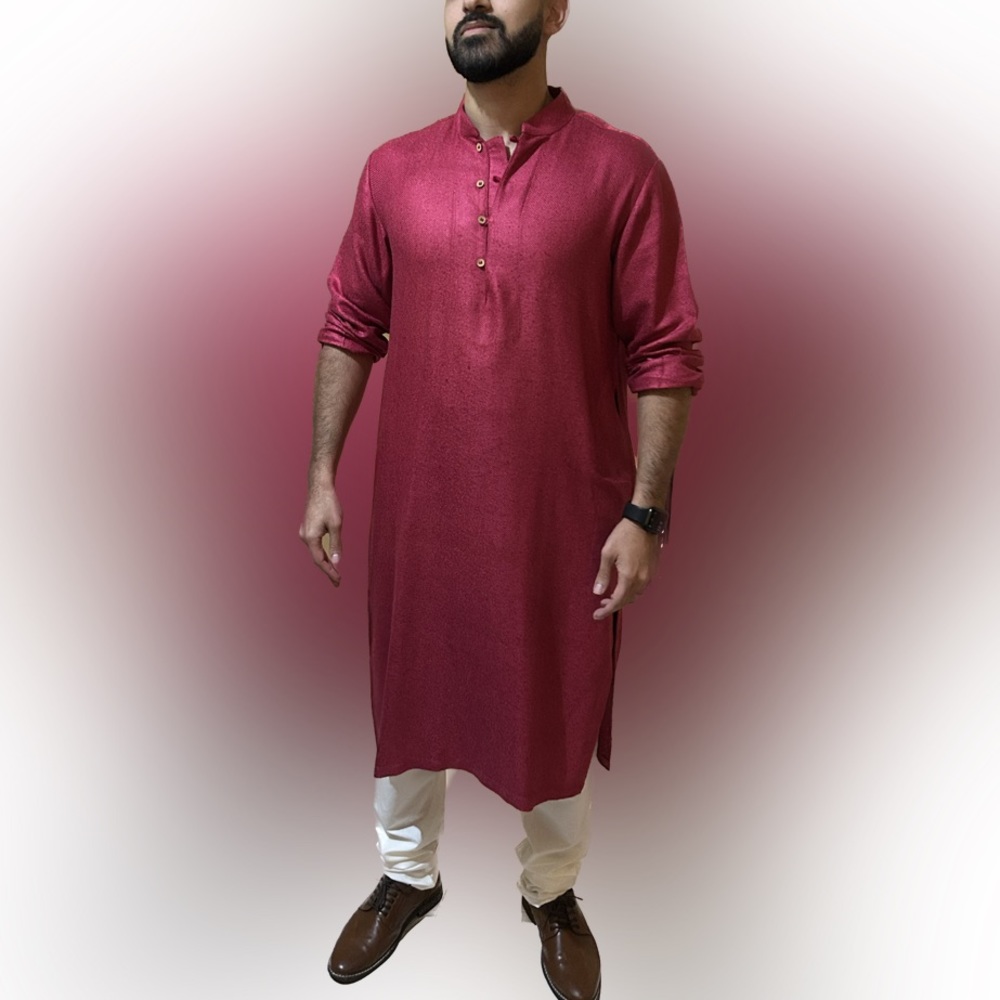 Vibrant Magenta Cotton Kurta Pajama Set